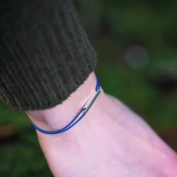 Bracelet "barre" silver & blue cord