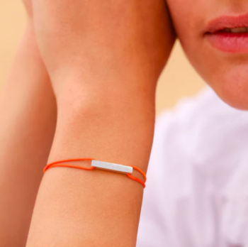 Bracelet "barre" silver & orange cord