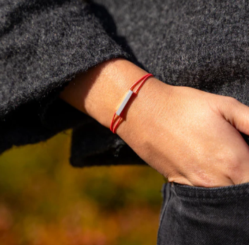 Bracelet "barre" silver & orange cord