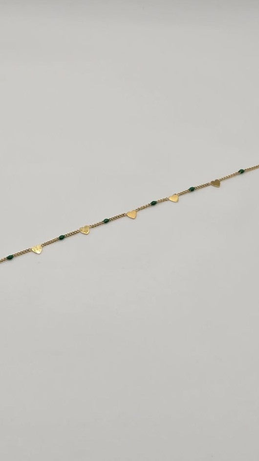 Gilded bracelet 5 tiny hearts