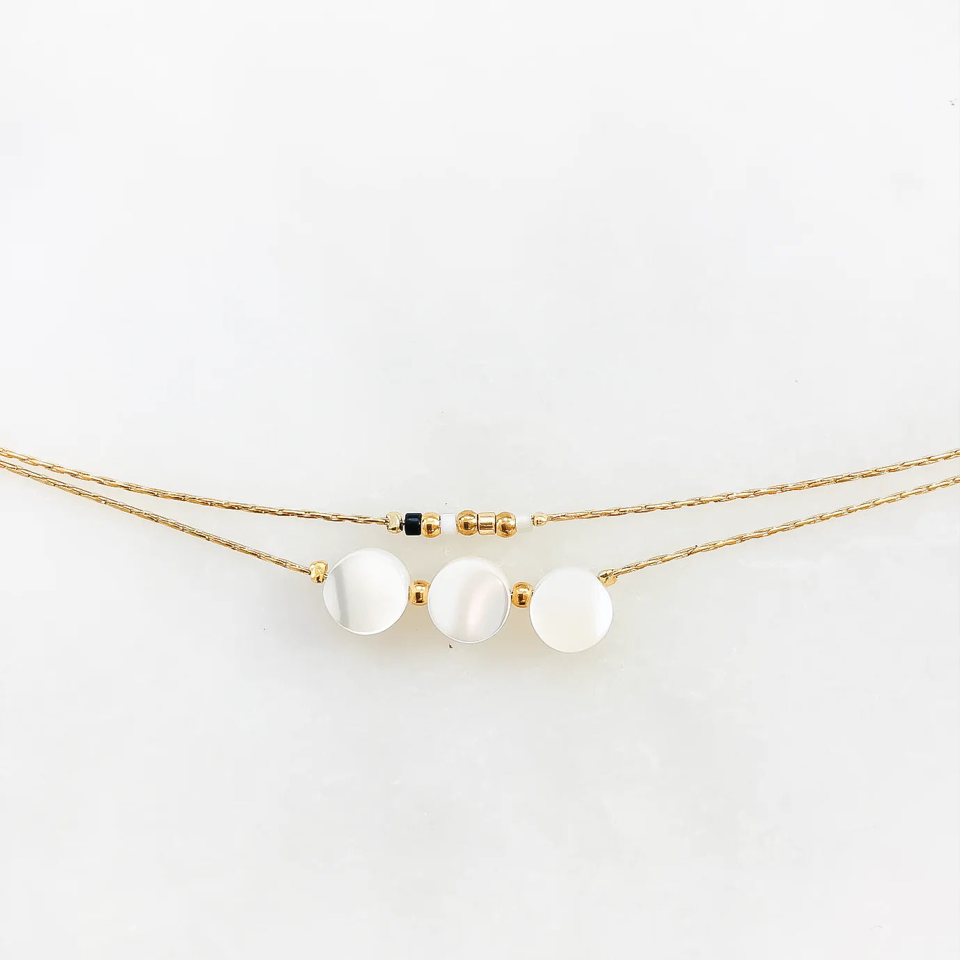 Double moon white bracelet