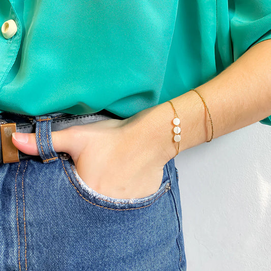 Double moon white bracelet