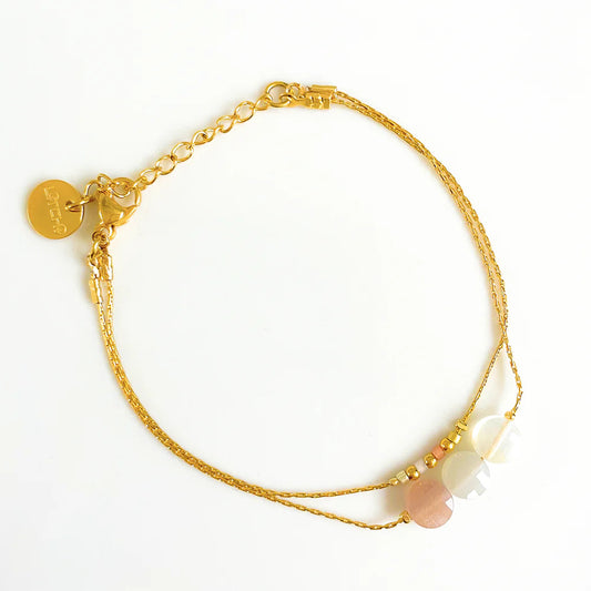 Double bracelet mini moon pink