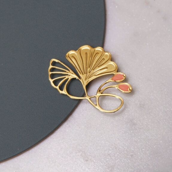 Gilded "Coral Leaf" brooch