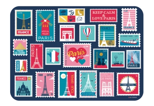 Postcard Eiffel Tower stamps