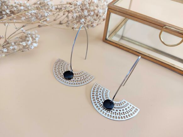 Earrings " The dreamer" silvered & black sequins