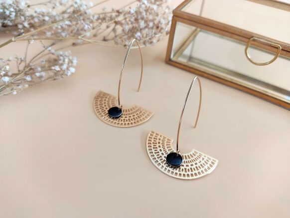 Earrings " The dreamer" gilded & black sequins