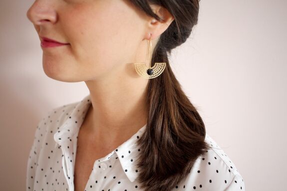 Earrings " The dreamer" gilded & black sequins