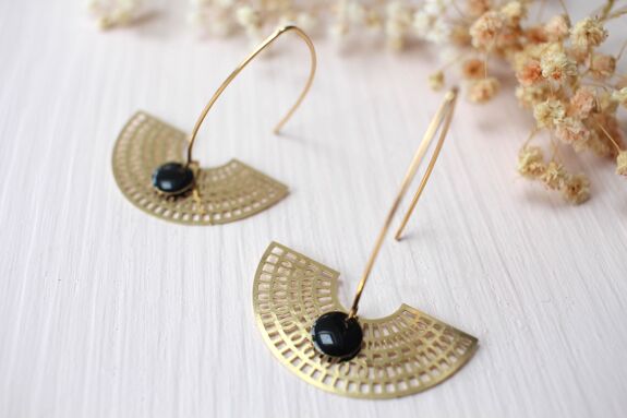 Earrings " The dreamer" gilded & black sequins